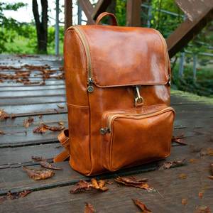 Oversized <b>LEATHER</b> <b>BACKPACK</b>, Travel <b>large</b> <b>leather</b> bag, Hipster Rucksack - Product Image 1