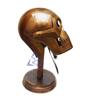 Support de casque médiéval viking personnalisé en fer marron, finition antique antirouille, pour costumes de spectacle grecs, style démoniaque ancien