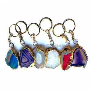 Bea Saler-llavero de Metal con forma de rebanada de ágata, llavero redondo de Metal chapado en oro - Product Image 1