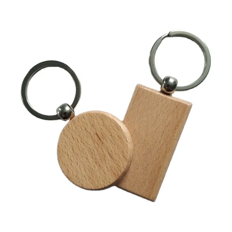 Porte-clés vierge avec logo personnalisé rond/rectangulaire, pièces, en bois, en vente