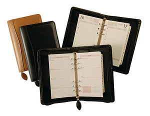 Organisateur en cuir véritable avec fermeture éclair et espace pour un bloc-notes à 6 anneaux au meilleur prix de gros - Product Image 1