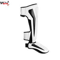 Protège-tibias en cuir plus épais pour la protection professionnelle, idéal pour le kickboxing, le Muay Thai, le fitness, avec soutien de la cheville, protège-tibias de Taekwondo Wagsom taille L