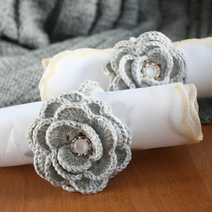 <b>Grey</b> Flowers Best Stylish Napkin Rings - Product Image 1