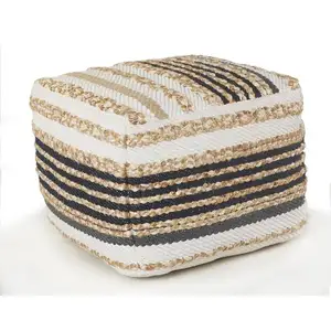 Pochette en Jute de forme carrée, tissu non rembourré, Pouf en coton de styliste, ample, populaire, en Stock, vente en gros