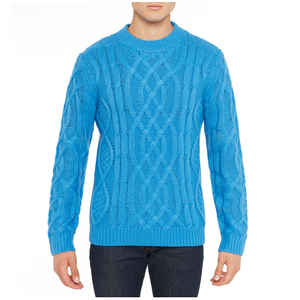 Pullover girocollo 100% da uomo in acrilico a manica lunga realizzato in italia in filato tinto con trecce ODM fornitura per la stagione autunnale - Product Image 2