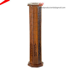 Quemador de incienso en forma de pirámide de madera antigua - Product Image 4