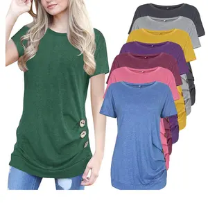 유럽과 미국 여성 의류 핫 스타일 티셔츠 저지 캐주얼 OEM 서비스 성인 니트 일반 짧은 여성용 t 셔츠