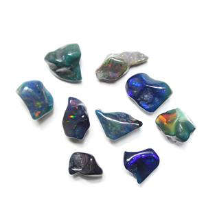 Lot de 9 pièces opale éthiopienne noire naturelle lisse forme brute pierre précieuse en vrac bague fabrication de bijoux pierre précieuse - Product Image 4