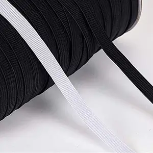 Atacado Estoque De Costura Plana Preto Branco Faixa de Corda Gancho cCd Estiramento Knit Trançado Elastic Cord String