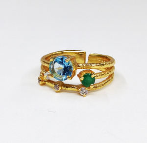 Argent Sterling 925 Plaqué or Fournisseur Grossiste Personnalisé Fait À La Main Pas Cher Unisexe Faible QUANTITÉ MINIMALE DE COMMANDE Uniques À La Mode Multi Pierres Précieuses Anneaux - Product Image 1