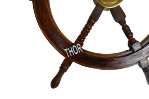 Beautiful 12\" Vintage Solid Wood Captain's Ship Wheel Nautical <b>Wall</b> <b>Decor</b> for Boat Polished Vintage Ship Wheel - Product Image 4