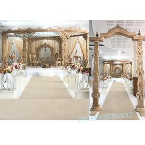 ชุดมันดาปงานแต่งงานแบบฮินดูดั้งเดิมในธีมบอลลีวูด มันดาปงานแต่งงานอินเดียอันงดงามพร้อมการแกะสลักด้วยเส้นใยสีทอง แคลิฟอร์เนีย - Product Image 2