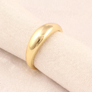 Bague en laiton plaqué or pour femme, anneau simple poli simple, unisexe, anneau en forme de dôme, fournitures bijoux faites à la main - Product Image 2