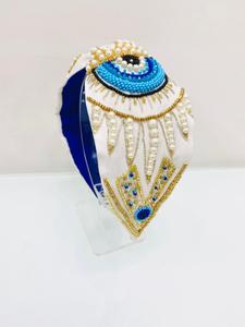 Trendy Customized Handcrafted Designer Beaded <b>Headband</b> Hand Embroidered Accessories - Product Image 4