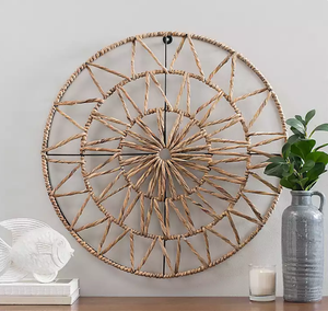 Décoration murale bohème rustique jacinthe d'eau faite à la main et paille suspendue Installation facile tendance chaude pour le salon utilisation intérieure - Product Image 6