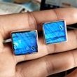 Natural Labradorite Square Cufflinks <b>Silver</b> Plated Gemstone Shirt Accessories Wedding Formal Bulk Wholesale Supplier Gift Item - Product Image 5