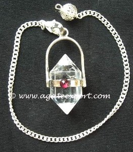 Crystal Quartz With Garnet Pendulums - Product Image 2