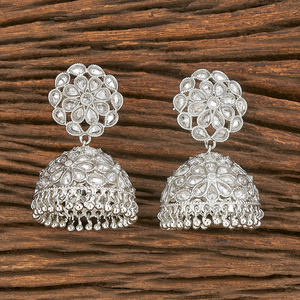 ทำด้วยมือบอลลีวูด Jhumki ต่างหูโรเดียมชุบ206921 - Product Image 1
