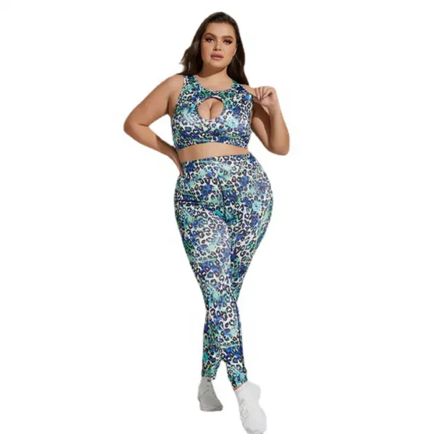 glittery print yoga set Peach hip lift high waist fitness pants High bounce back sports bra Yoga pants activewear and gymwear