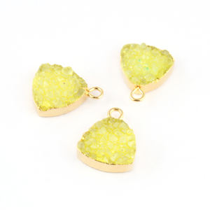 Suministro al por mayor a granel azúcar amarillo Natural Druzy FORMA DE trillón DIY conector de fianza individual conector colgante chapado en oro - Product Image 1