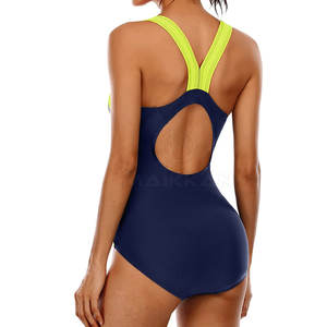 ชุดว่ายน้ำแบบชิ้นเดียวสำหรับผู้หญิงชุดว่ายน้ำแบบเต็มตัวคอกลมควบคุมหน้าท้อง - Product Image 4