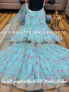 Ensemble Sharara spécial saison des mariages avec dupatta à sequins, ensemble Kurti prêt à porter pour femmes - Product Image 3