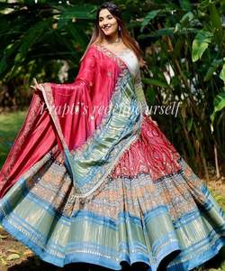 Lahenga Choli Coloré Designer Indien Net Velours Taffetas Tissus De Soie Lehenga Choli Dupatta Blouse Semi Cousu En Gros Alphanumero - Product Image 2