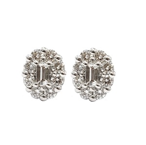 Boucles d'oreilles clous en or blanc 18 carats avec diamants véritables, 18 pièces, 0,53 carat, petites ovales baguette, bijoux de mariage précieux, tendance, directement de l'usine chinoise - Product Image 1