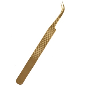 Pince à épiler en L à 45/90 degrés pour extensions de cils, volume, en acier inoxydable, marque privée - Product Image 1