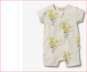 Barboteuse 100% coton biologique de qualité standard pour bébé fille avec demi-manche dans la jambe et la main - Product Image 1