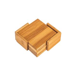 Set of 4 <b>Wooden</b> Coaster Set With Holder Square Shape Customized Size <b>Tea</b> Glass Cup Coaster Set In India - Product Image 1