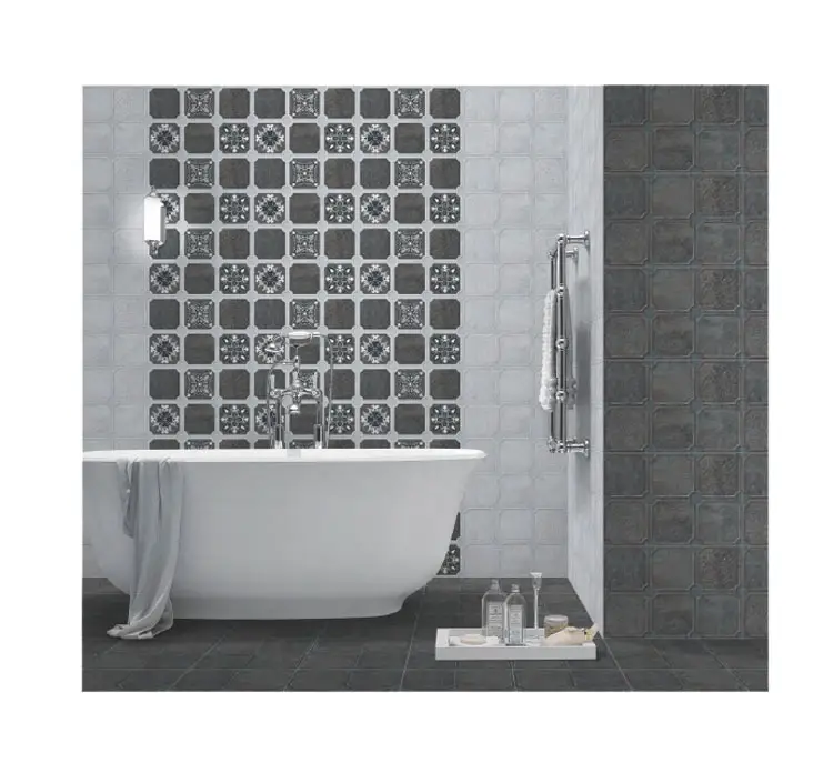 Azulejos de parede 3d, vitrificados interiores de cerâmica 300x450mm venda unidade de superfície de ácido metálico família cor material água