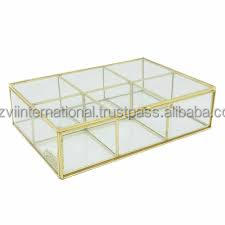 Dekoratif bölme cam mücevher kutusu takı hediye kutusu ile altın Metal çerçeve - Product Image 4