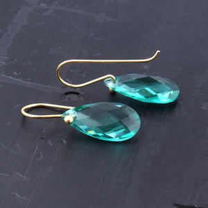 Boucles d'oreilles à facettes en forme de goutte d'eau, bijoux à la mode et fins, boucles d'oreilles en laiton plaqué or jaune - Product Image 6