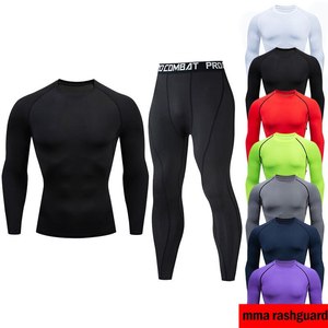 Wholesale Compression Pants Shirt Top Long Sleeve Jacket Set Suit Face Cover Gym Fitness Sets 5Pcs Men's Workout Clothes - Product Image 4