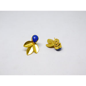 ต่างหูแบบห่วงสำหรับผู้หญิงและหญิง,ทองเหลืองแบบด้านผิวด้านสีทองแฟชั่นแบบแฮนด์เมด - Product Image 2