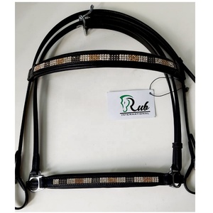 Frotar internacional cómodo cuero negro occidental islandés brida negro cristal blanco perla para montar a caballo personalizable - Product Image 5