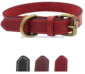 Collar de cuero para perro hecho a mano con hebilla de latón, collar rojo para mascota, todos los tamaños disponibles, calidad de exportación, venta al por mayor - Product Image 2