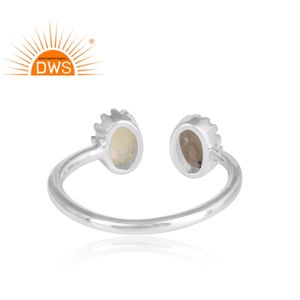 ปาร์ตี้สวมใส่925ดีเงินรูปไข่รูปร่างปรับผู้ผลิตแหวนมัวบุษราคัมเอธิโอเปียโอปอลแหวนเครื่องประดับขายส่ง - Product Image 4