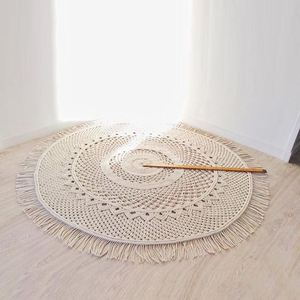 พรมผ้าฝ้ายถักลาย DIA macrame ยาว2เมตรแบบดั้งเดิมเปลเด็กทารกห้องนอนโรงแรม Rooms-JNC-RU01-CR นั่งเล่น - Product Image 2