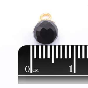<b>Black</b> <b>Onyx</b> Round Shape Gold Plated Pendant With Bail For Jewellery Making - Product Image 3