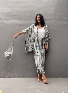 Tie Dye Kimono for Women 100% Cotton Long Sleeve Kimono Summer Bohemian <b>Cardigan</b> Cover up <b>Dress</b> - Product Image 3