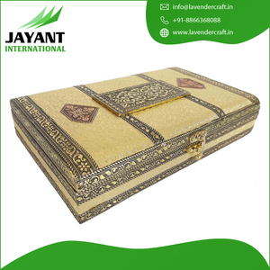 Big Rectangle Golden Rexine Finish, <b>Wooden</b> Handmade Rajwadi <b>Wooden</b> Gift <b>Box</b> - Product Image 5