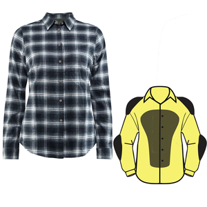 เสื้อเชิ้ตผ้าสักหลาดลำลองสำหรับผู้หญิงเสื้อลายตารางสีเทาสีดำพร้อมกระดุมปักลายทแยงฤดูร้อนสำหรับนักปั่นจักรยาน - Product Image 1