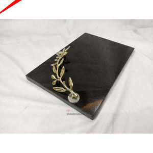 Plateau de service rectangulaire en marbre blanc, écologique, 10 pièces, avec décor, à poignée dorée en métal, pour décor de mariage - Product Image 2