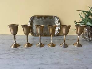 Ensemble de calice en laiton VINTAGE avec plateau fournitures d'église cuivworld inde - Product Image 2
