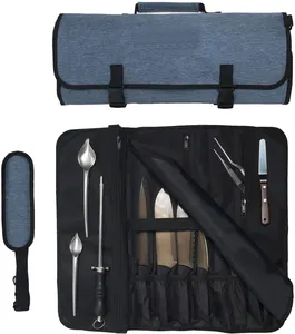 Рулон ножей для шеф-повара, тяжелый вощеный холщовый Набор японских ножей, портативный дорожный инструмент, сумка-рулон для поваров