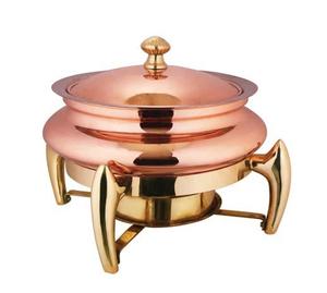 Recipiente para Calentar Comida con Tapa, de Cobre, con Calentamiento a Alcohol, Control Manual, para Buffet, Circular, con 4 Horas de Duración - Product Image 1