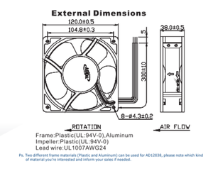 ADDA 120*120*38มม. 12V DC 120มม. พัดลมไร้แปรง - Product Image 2