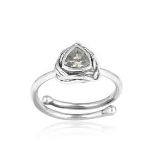 Natural <b>Green</b> Amethyst Gemstone Woman's Anniversary Rings 925 Silver Triangular Adjustable Stackable Ring <b>Jewelry</b> Wholesale - Product Image 2
